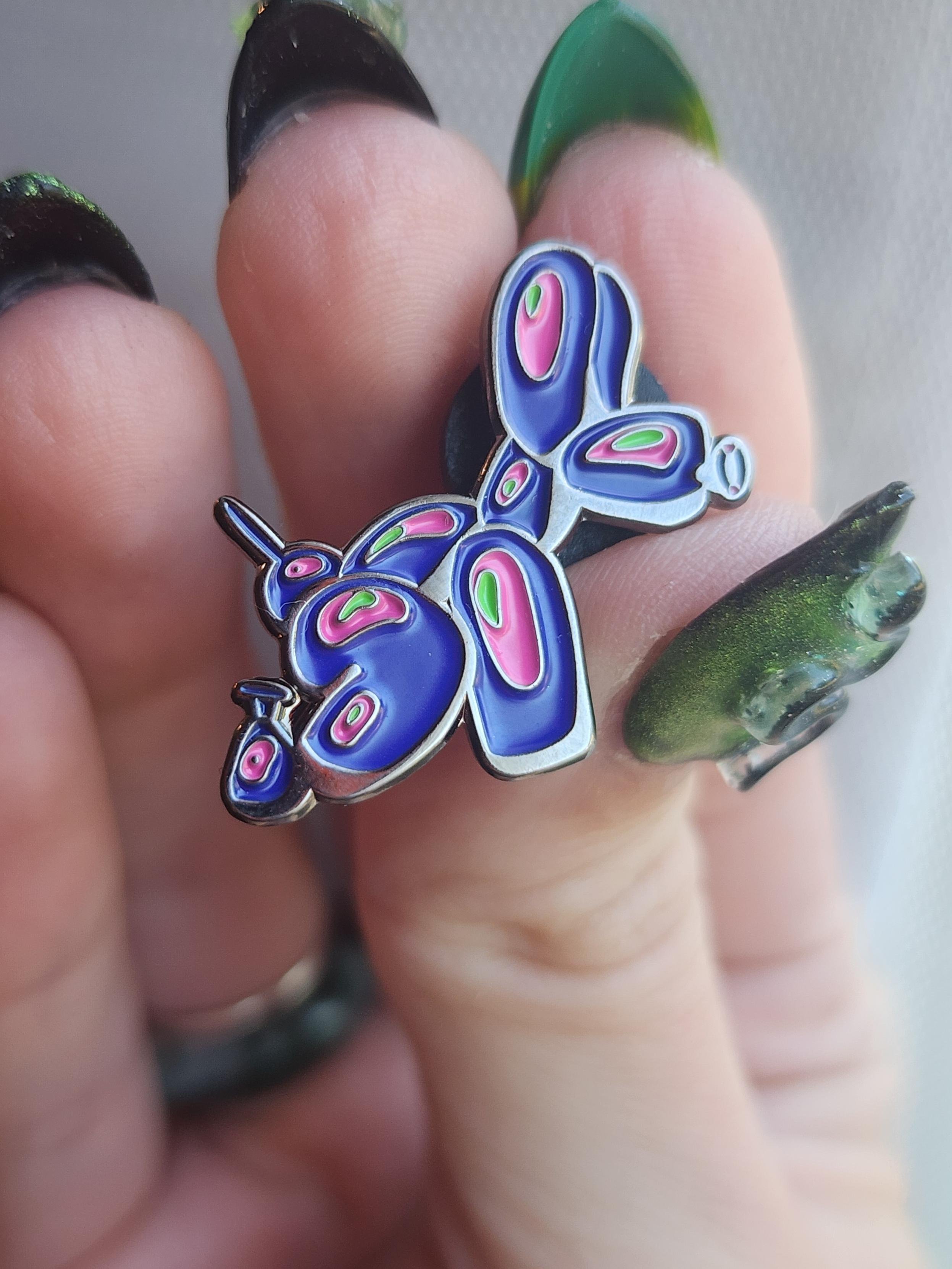 Balloon Dog Soft enamel pin-- Pooping balloon dog, funny gift, white elephant gift, gag gift, funny unique enamel pin