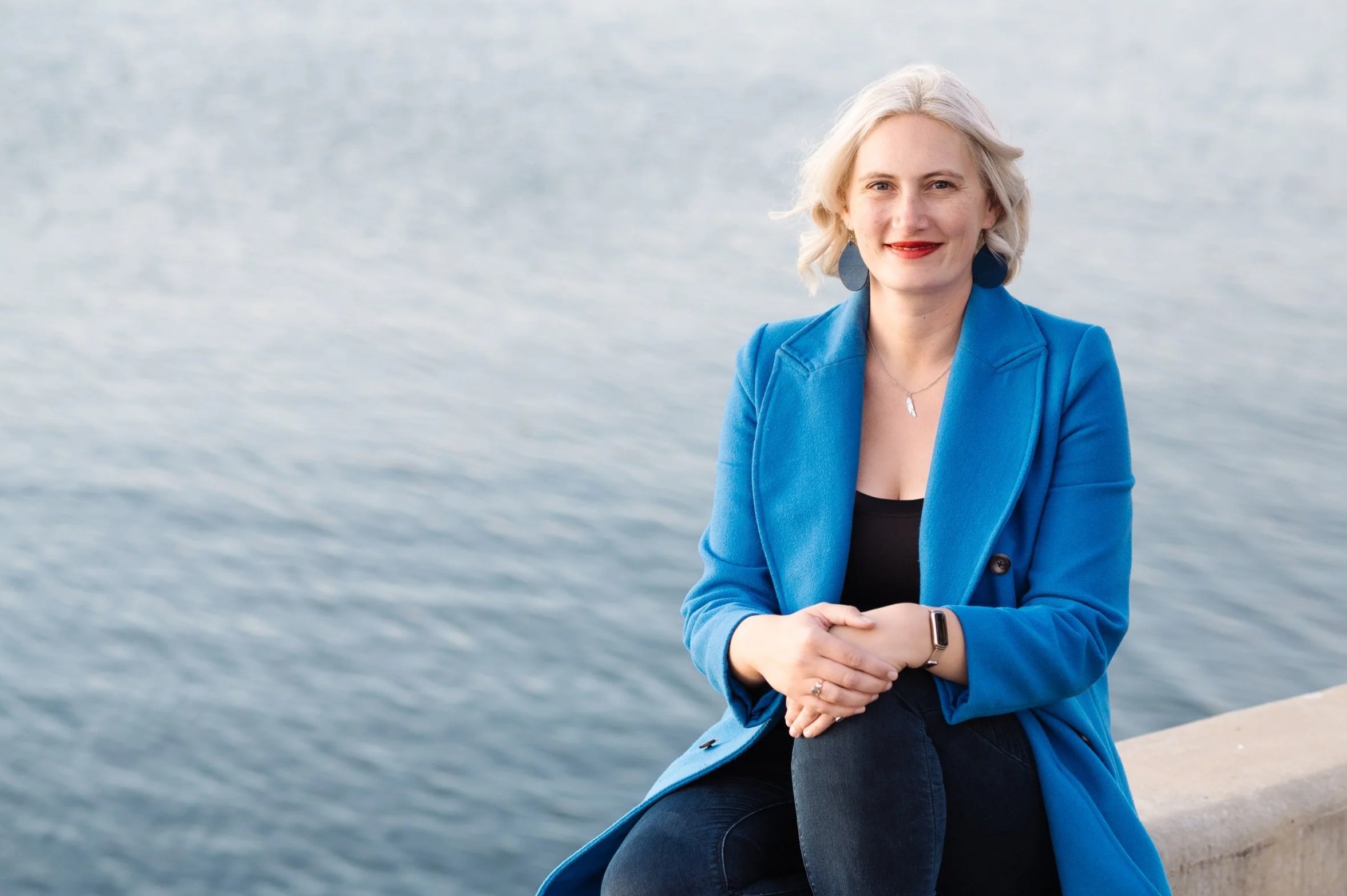 Environmental headshot portrait for a female professional shot on location in Port Adelaide.