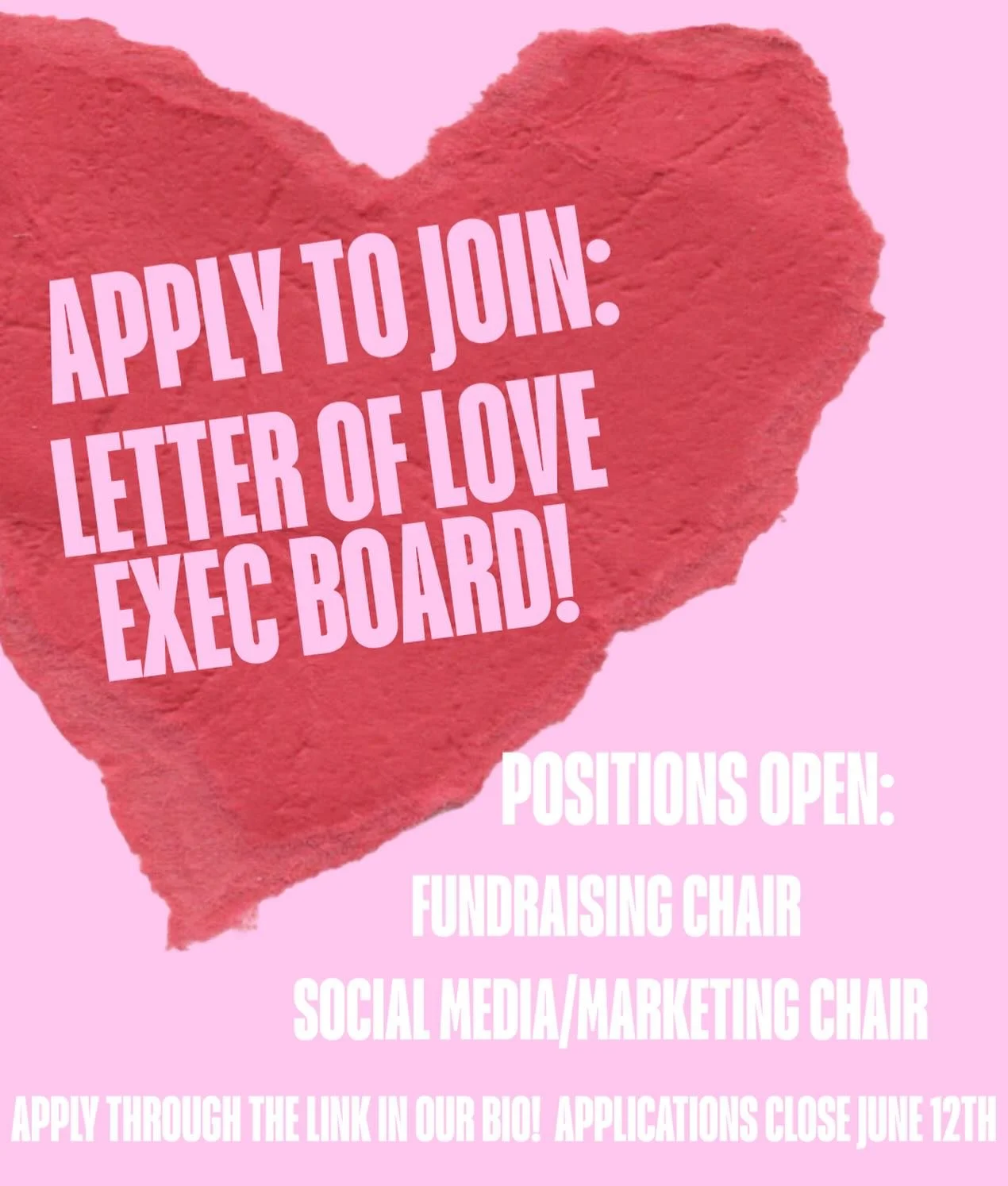 Apply to join our exec board for next year! Link to apply in our bio, feel free to dm this account with any questions!
