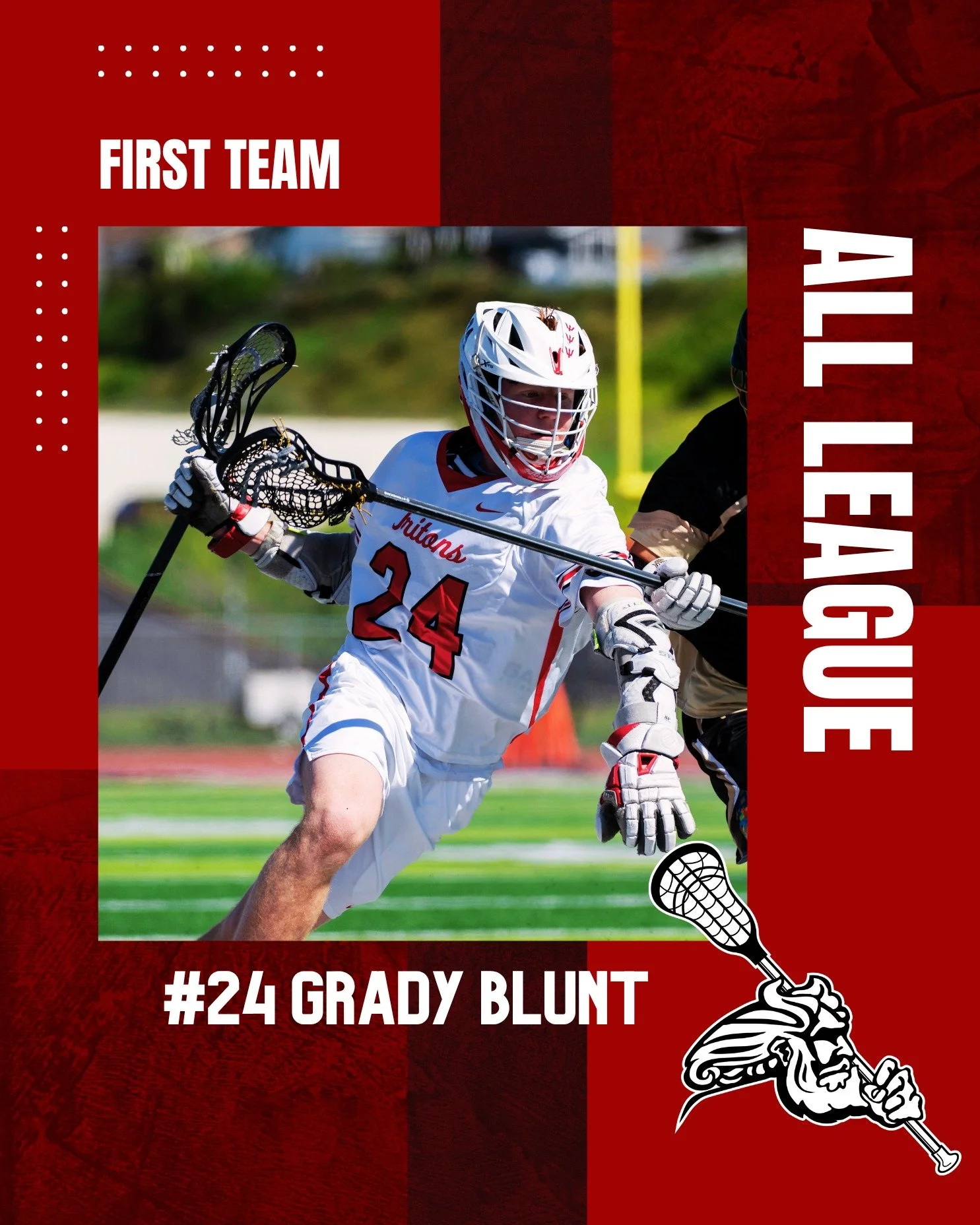 All League First Team 🥍 Congratulations to #24 @grady.blunt and #16 @tyler_mccants on earning First Team All League honors. Both players set the standard for the Tritons all season with their pace, consistency, and impact on the field. A well earned