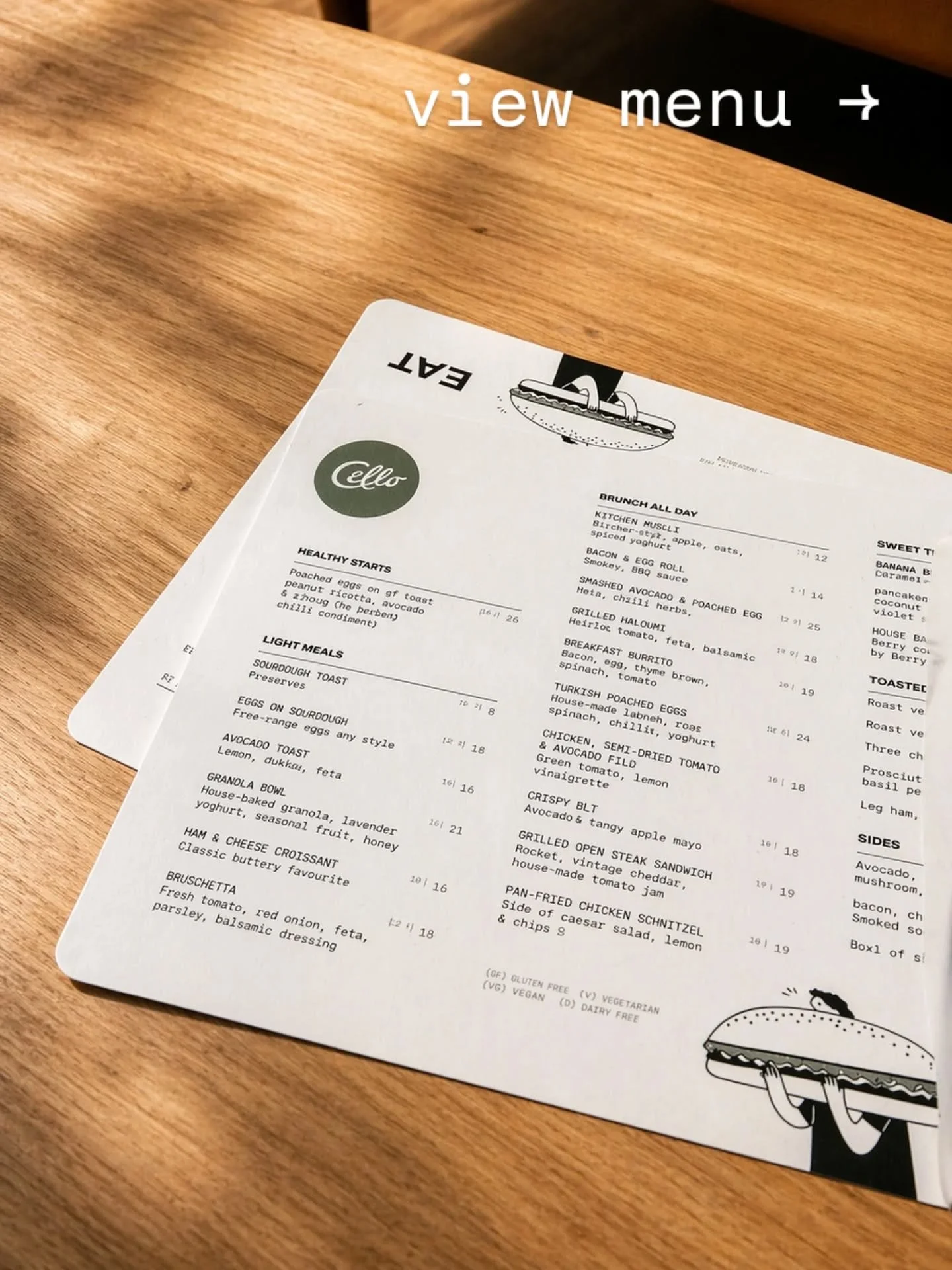 DRINK.
EAT.
REPEAT.

Cello menu is here.
Your new daily rhythm just got more delicious.

#hellocello 
#waggacoffee 
#southcity

Menu by @jamie_shepley
Design by @jube.au