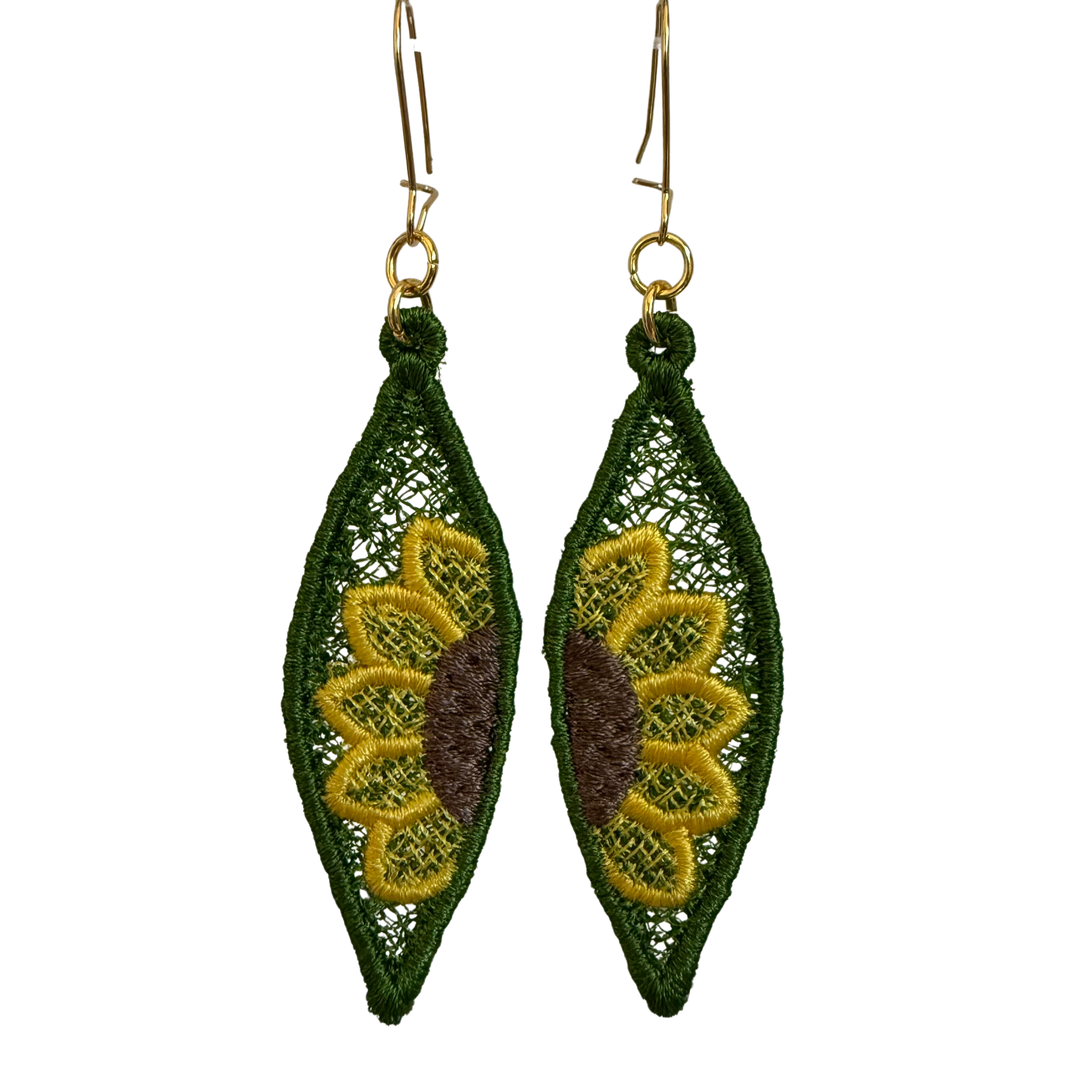 FSL Sunflower marquee shape pair earrings.png