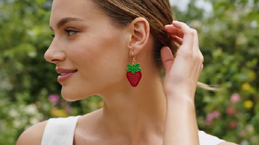 FSL Embroidery Design “Strawberry” – Lace Summer Earring