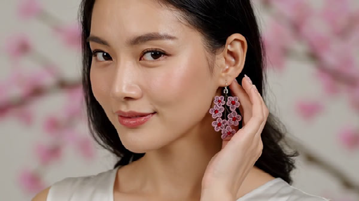 Pink Cherry Blossom Lace Earrings 🌸