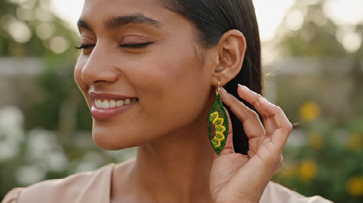 Golden Sunflower Lace Earrings