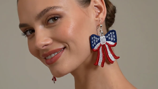 Patriotic Bow Lace Earrings