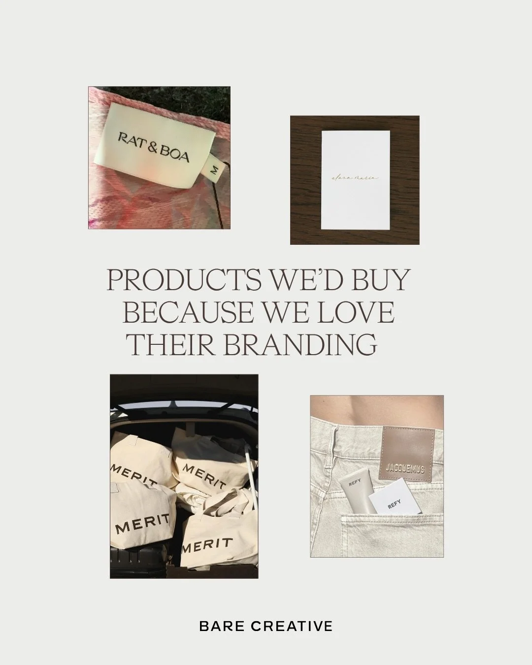 Products we&rsquo;d buy from purely because we love their branding | PART 2

Four different brands&hellip; one shared thread:
💌 They know exactly who they are, and it shows in every touch point&hellip;

Which brand would you add to our list? Let us 