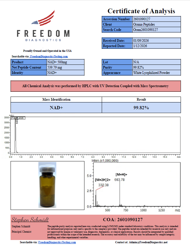 NAD+ 500mg 1/12/2026