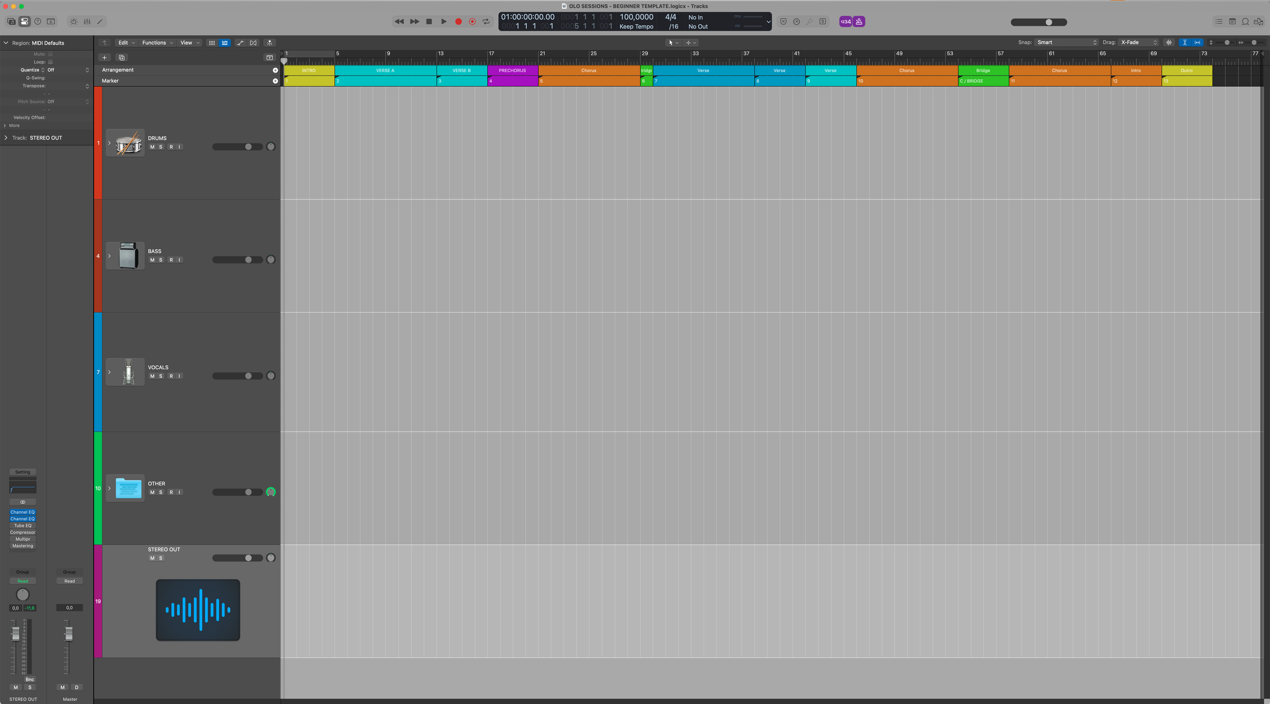 LOGIC PRO - BEGINNER TEMPLATE