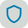 Icon of a shield in blue and gray