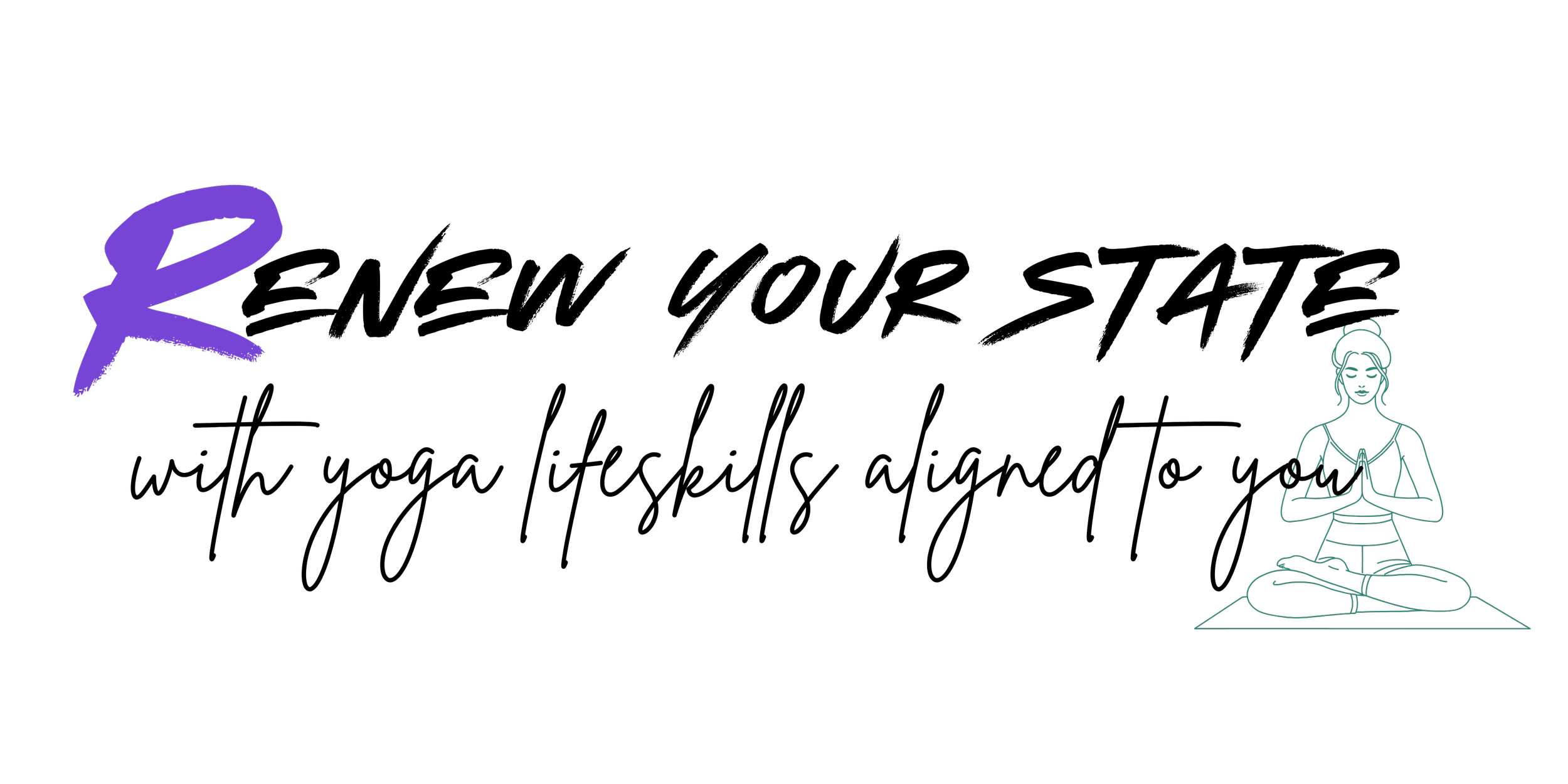 A neon illustration featuring the word 'Relax' in purple, with a person sitting cross-legged in a meditation pose, hands in a prayer position, on a mat, outlined in teal.