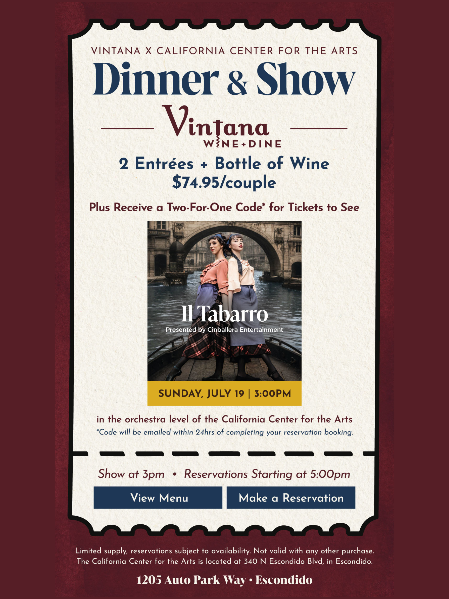 Dinner and a Show: Il Tabarro and Vintana