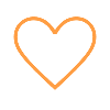 An outline of a heart shape in orange color.
