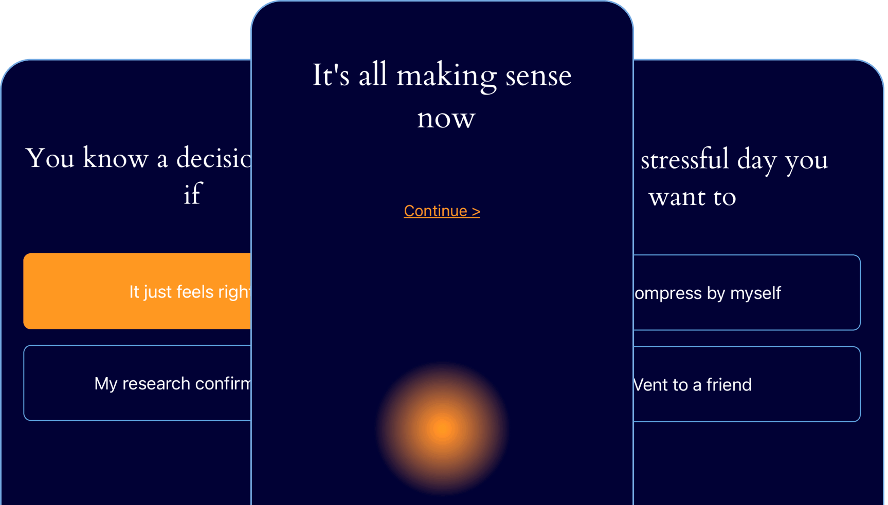Typecast personality test survey questions on mobile app
