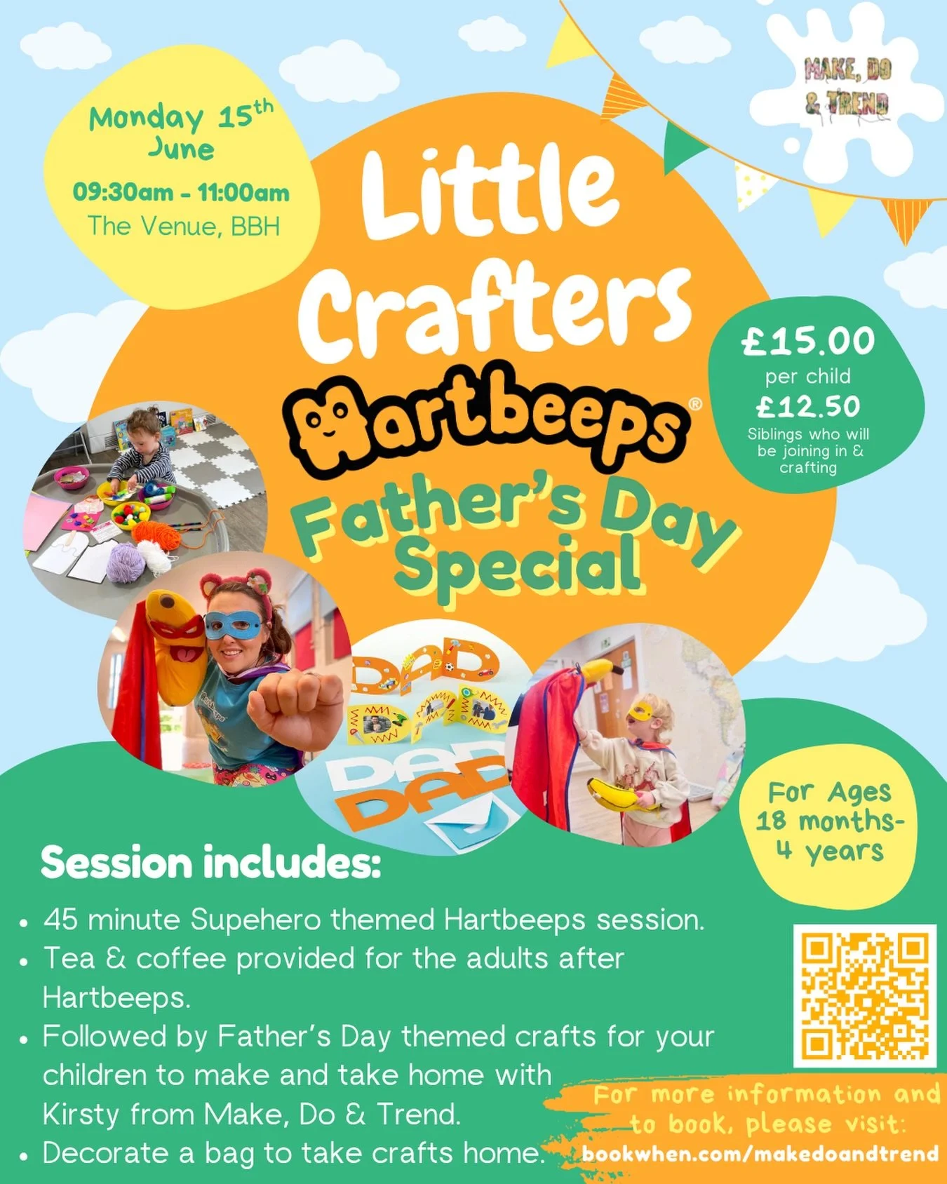 🦸&zwj;♂️🎨 Join us for a special Father&rsquo;s Day morning of music, imagination and creativity!

We&rsquo;re delighted to be teaming up with @hartbeepswestsussex to bring you a unique Little Crafters session, combining a superhero-themed Hartbeeps