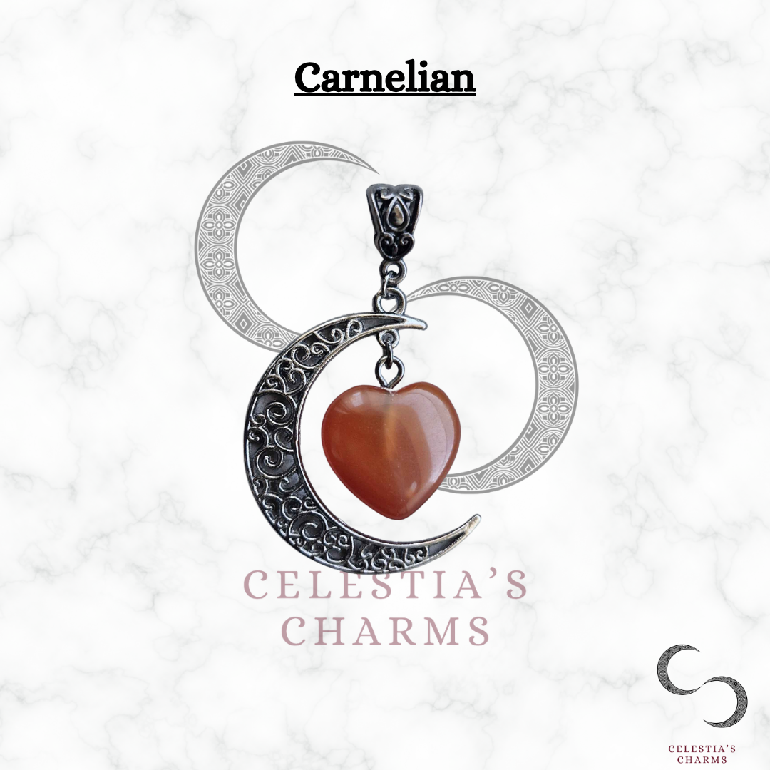 Filigree Crescent Crystal Pendant