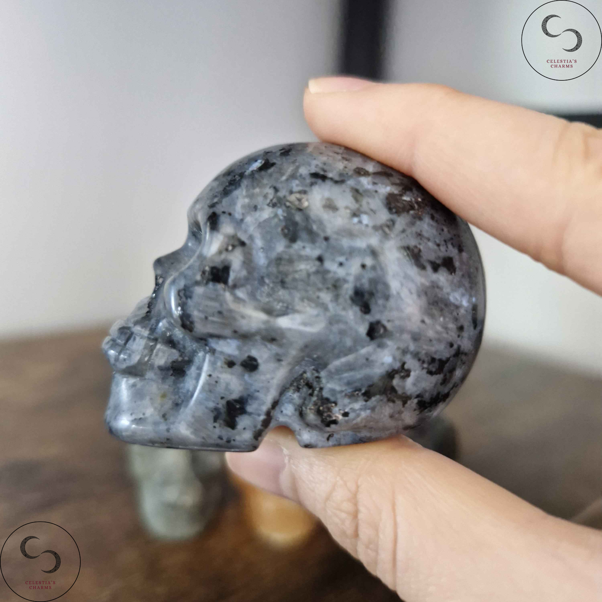 Crystal Skulls Larvikite | Celestia's Charms