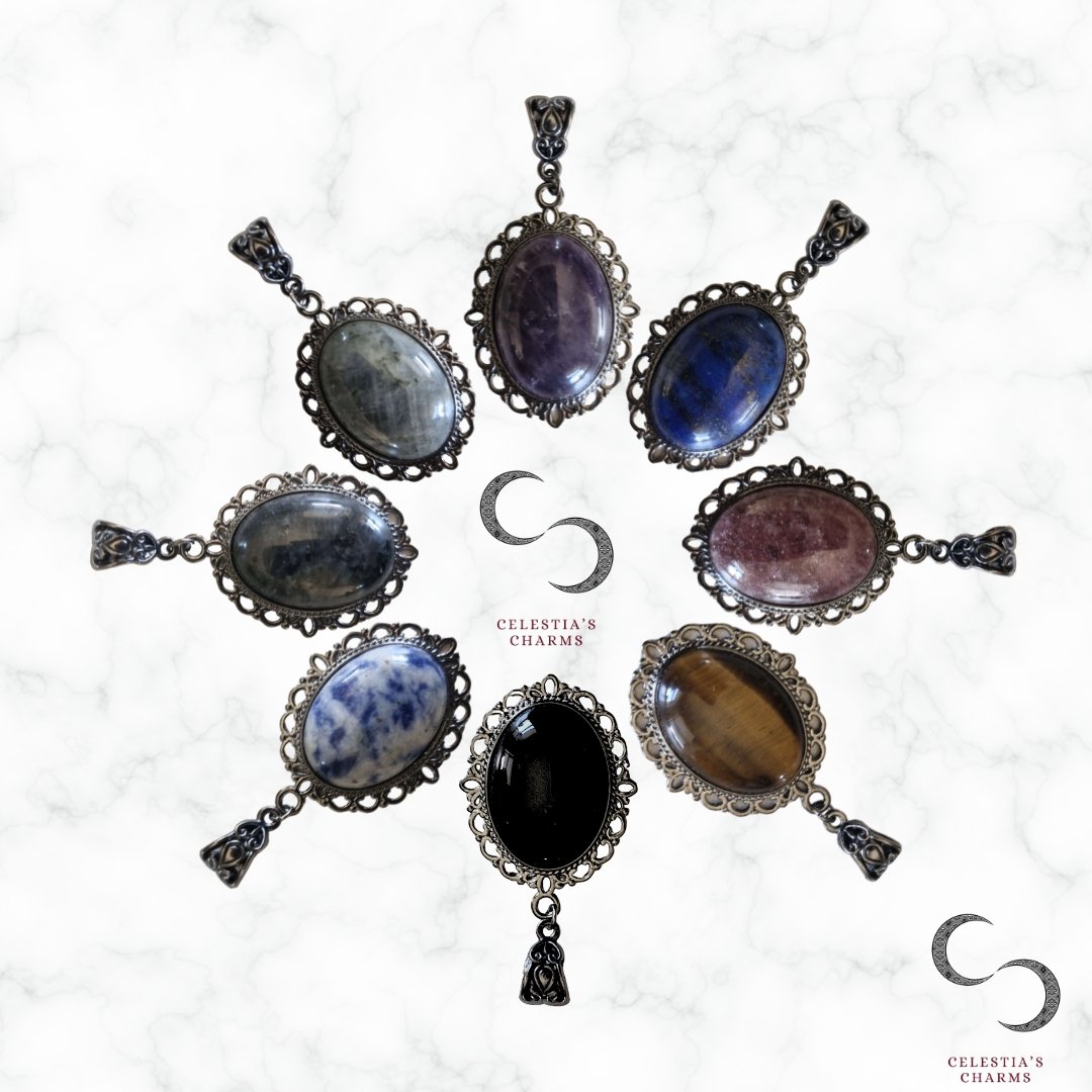 Antique Style Crystal Pendant: Moonlit