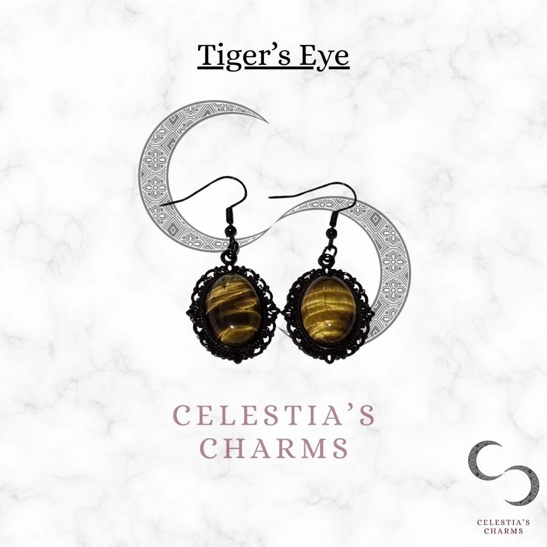 Tiger's Eye Antique Style Crystal Earrings | Celestia's Charms