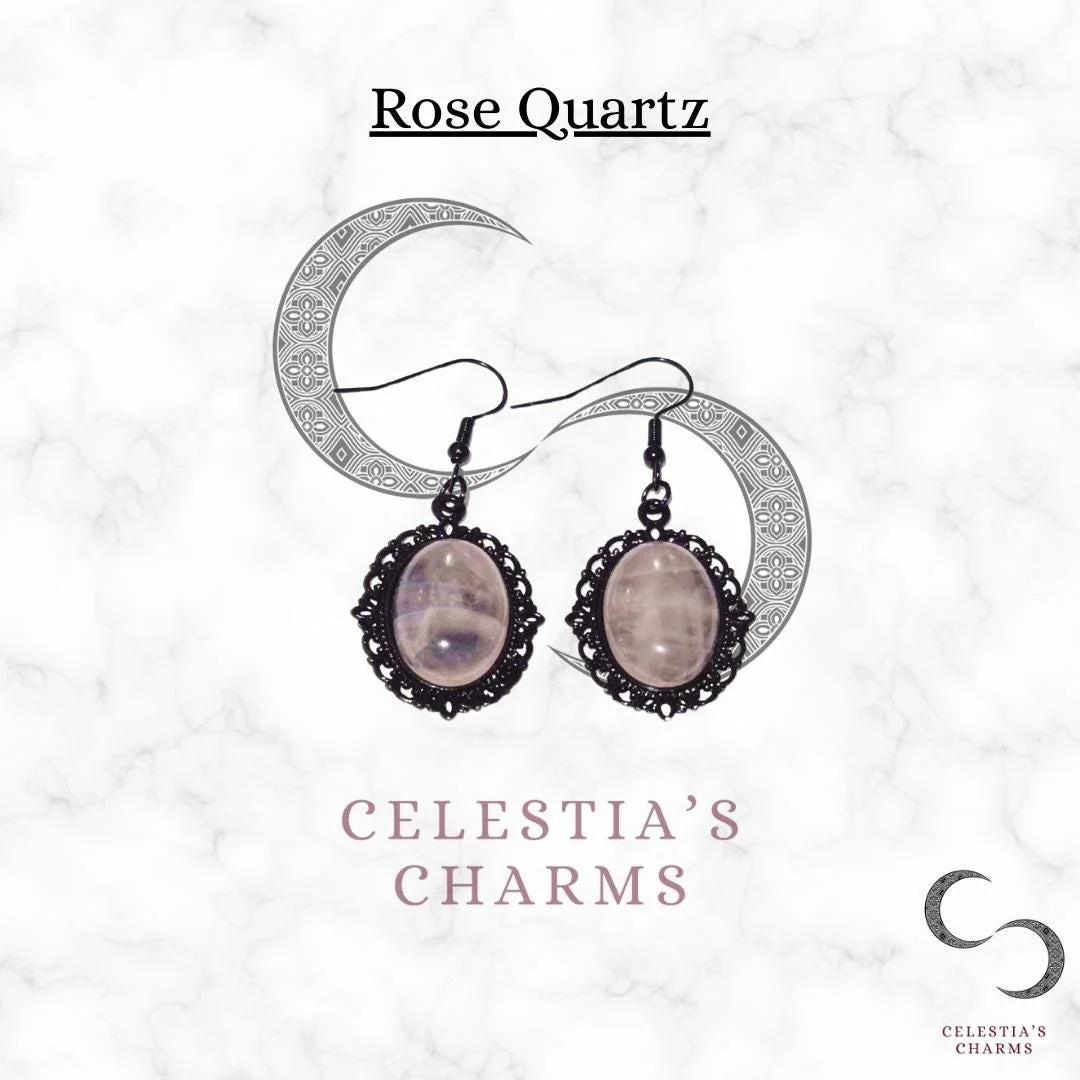 Rose Quartz Antique Style Crystal Earrings | Celestia's Charms