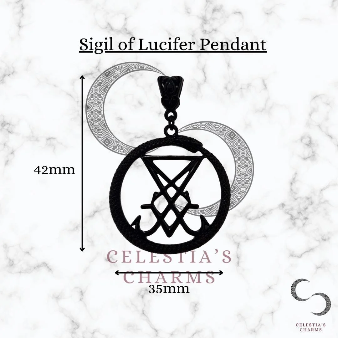 Sigil of Lucifer Ouroboros Pendant Measurements | Celestia's Charms