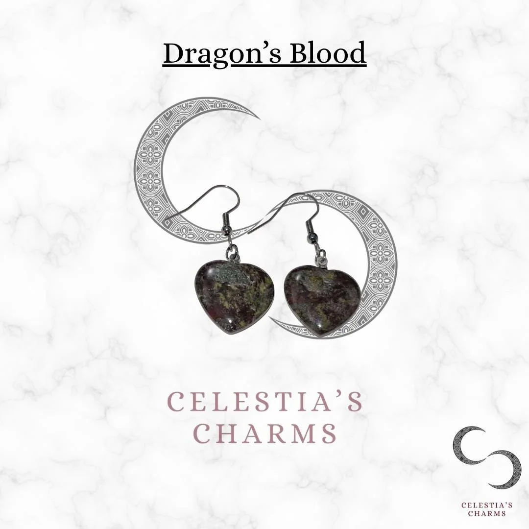 Dragon's Blood Heart Crystal Drop Earrings | Celestia's Charms