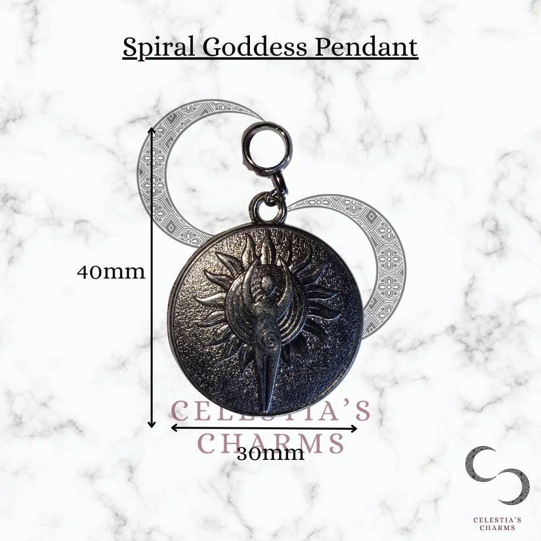 Gunmetal Spiral Goddess Pendant | Celestia's Charms
