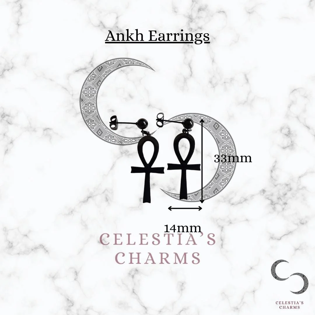 Black Ankh Earrings