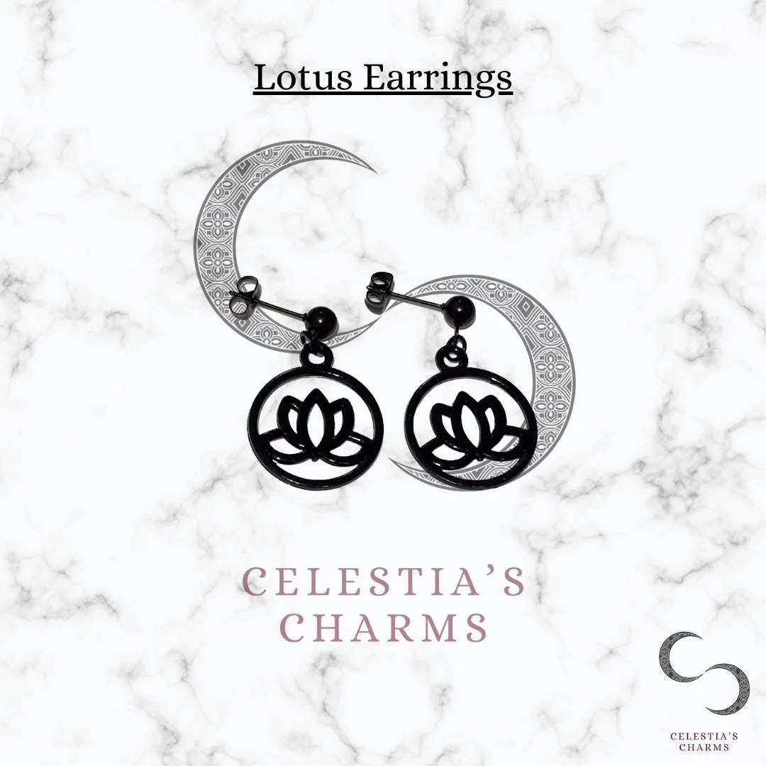 Black Lotus Earrings | Celestia's Charms