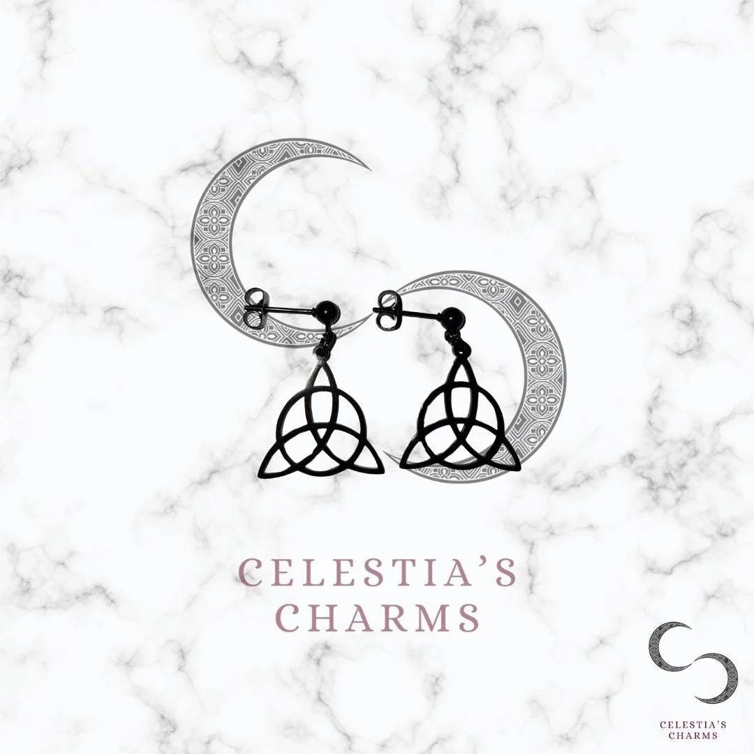 Black Stainless Steel Triquetra Celtic Knot Earrings | Celestia's Charms