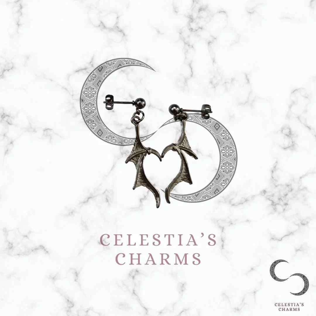 Demon Wing Earrings with Butterfly Back | Celestia's Charms