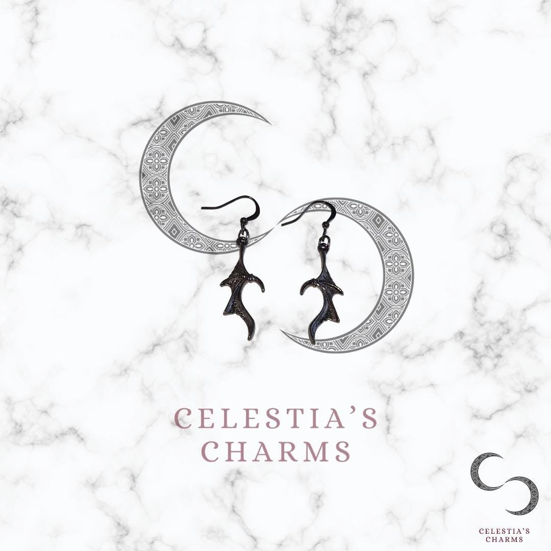 Demon Wing Earrings with Flat Hook | Celestia's Charms