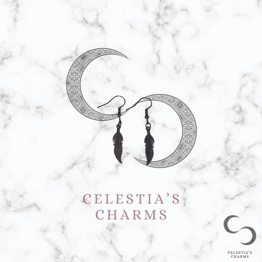 Feather Earrings with Hooks | Celestia's Charms