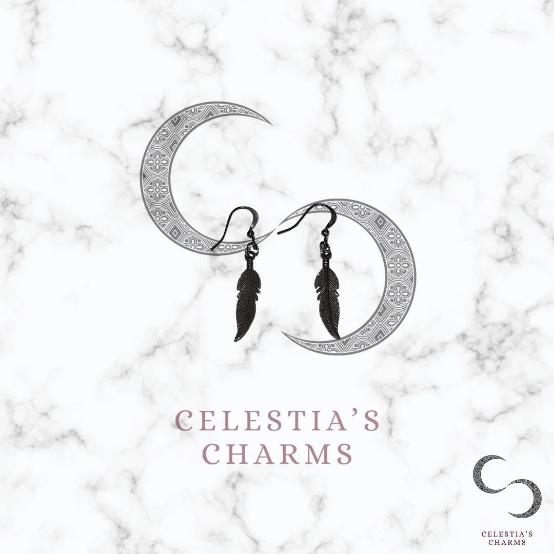 Feather Earrings with Flat Hooks | Celestia's Charms