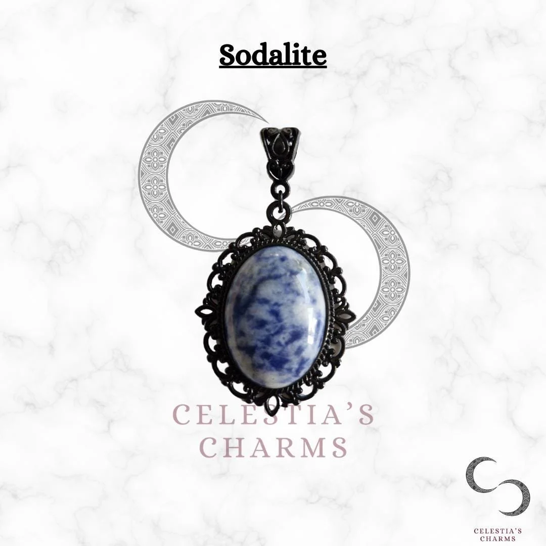 Nocturne Sodalite Black Antique Style Crystal Pendant | Celestia's Charms