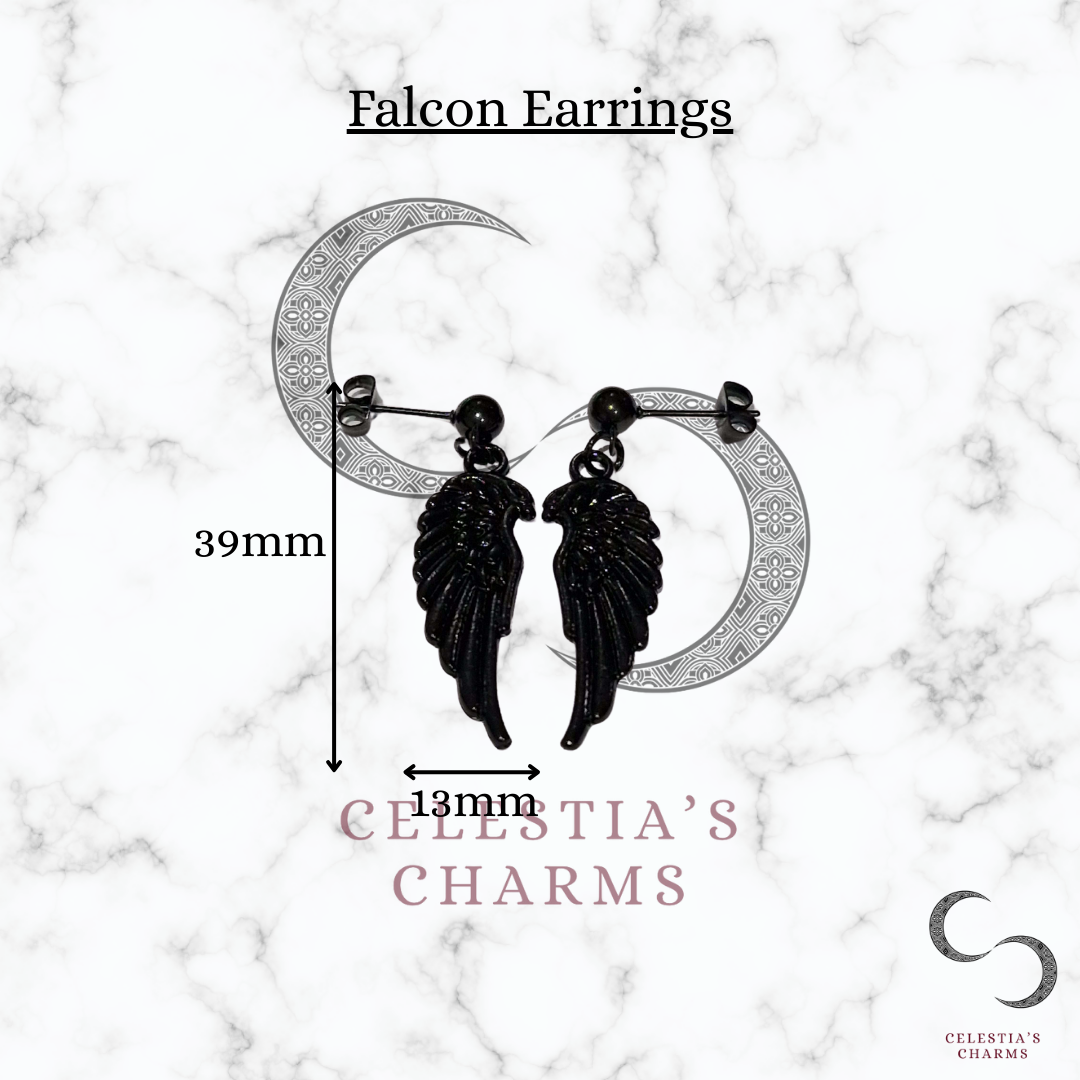 Gothic Egyptian Falcon Wing Earrings