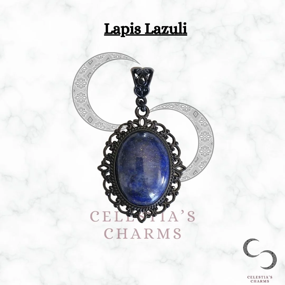 Nocturne Lapis Lazuli Black Antique Style Crystal Pendant | Celestia's Charms