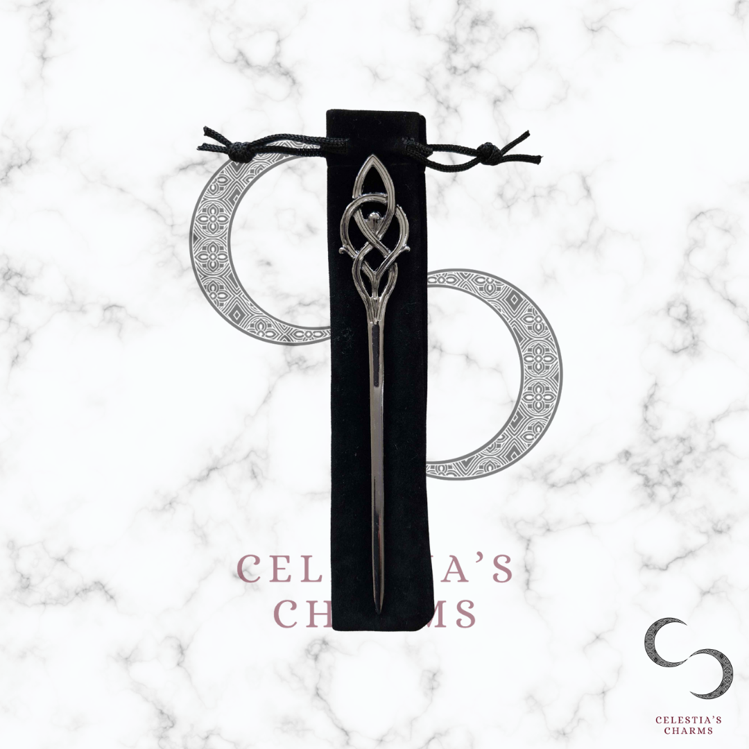 Celtic Knot Hair Stick with Velvet Bag | Celestia's Charms