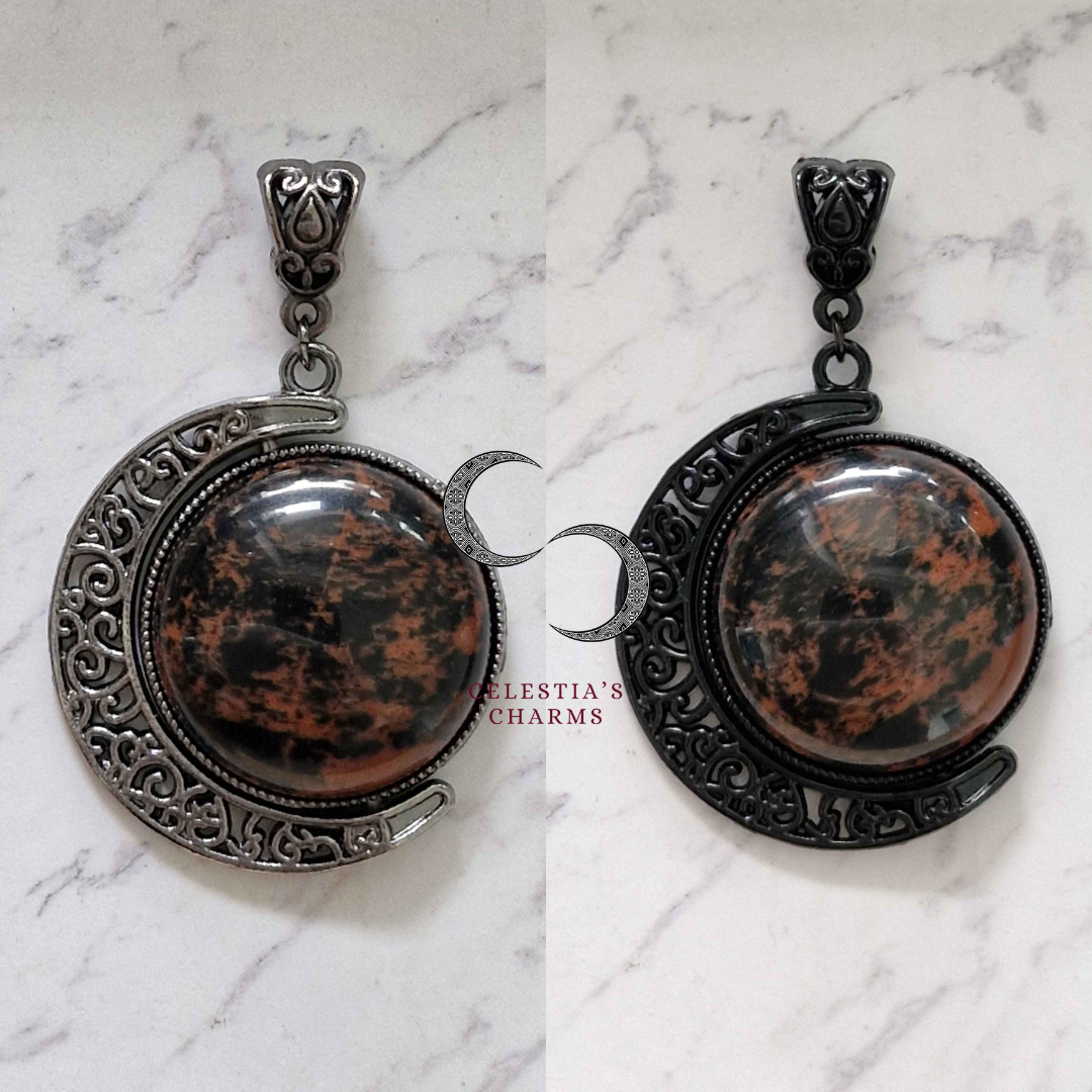 Crescent Rotating Pendants Mahogany Obsidian | Celestia's Charms