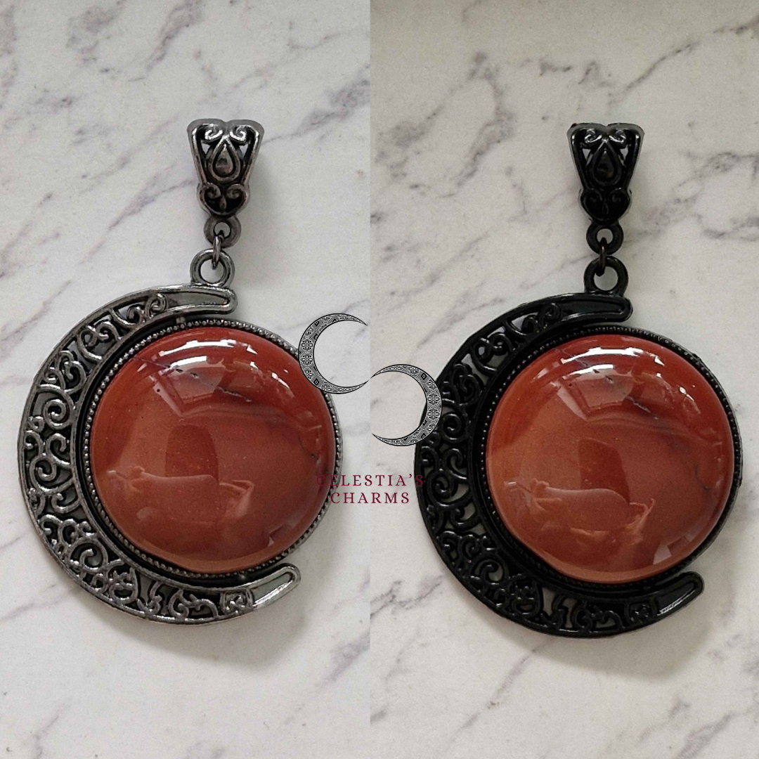 Crescent Rotating Pendants Red Jasper | Celestia's Charms