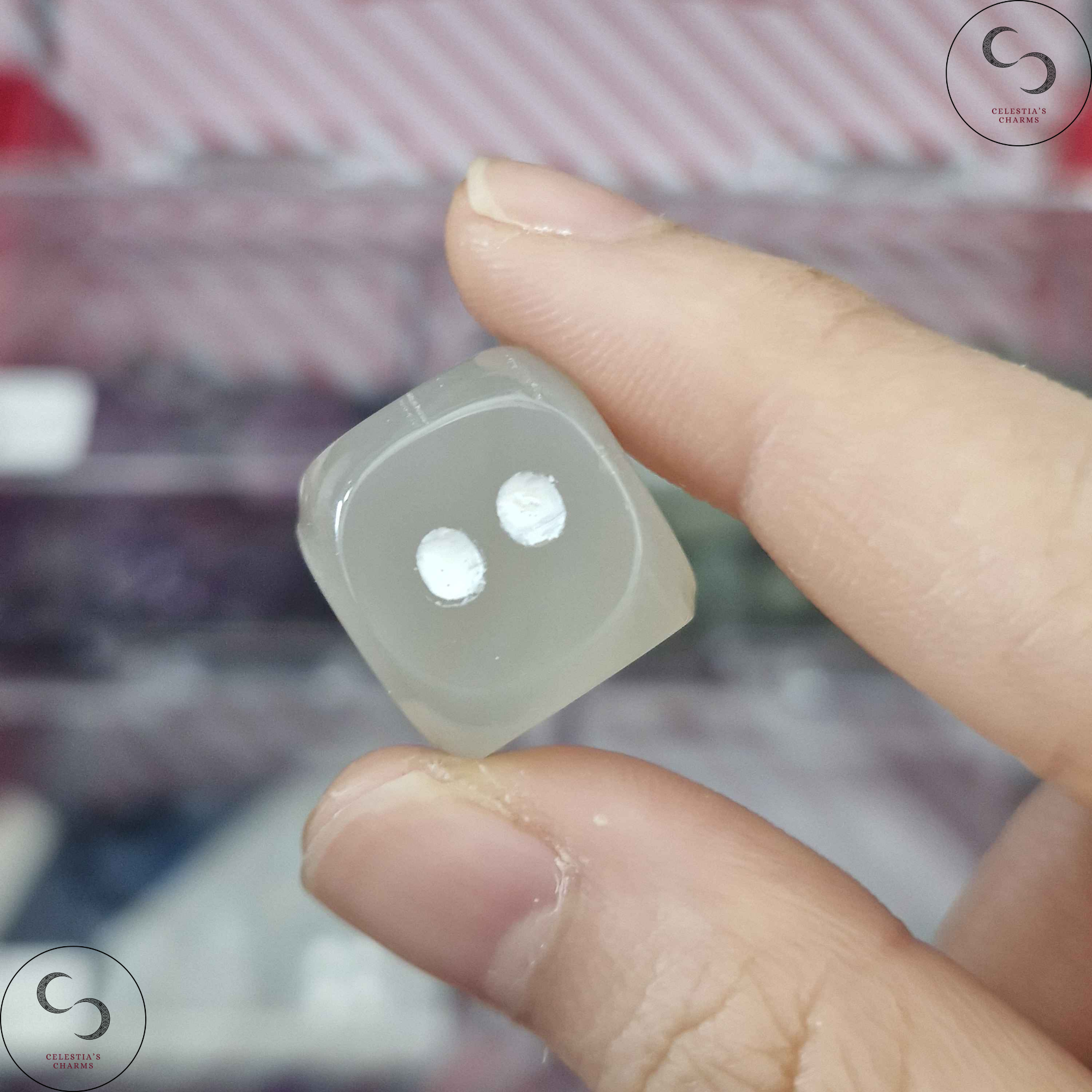Crystal Dice Grey Agate | Celestia's Charms