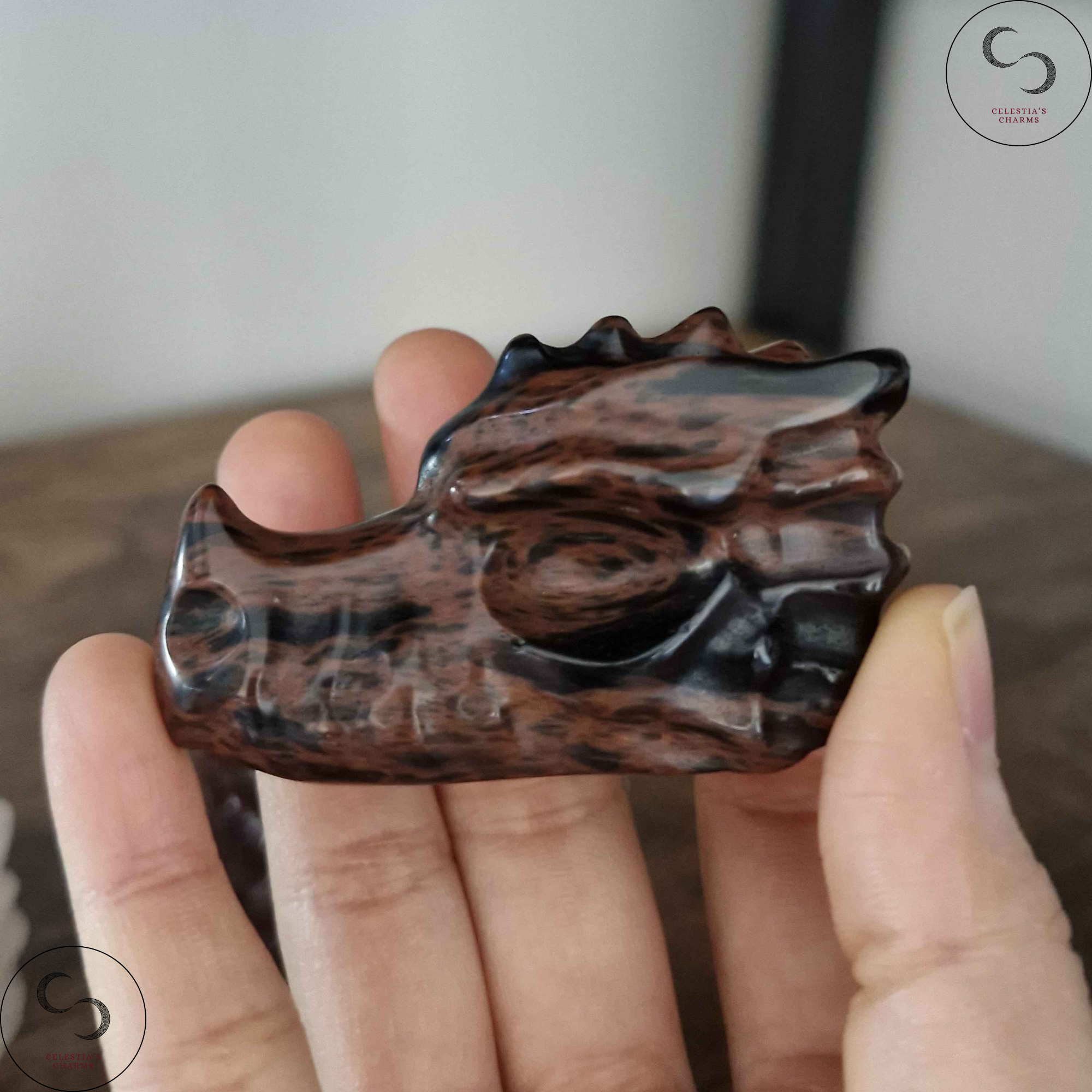 Crystal Dragon Head Mahogany Obsidian | Celestia's Charms