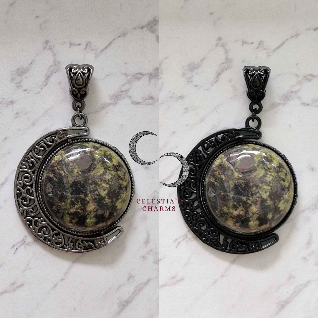 Crescent Rotating Pendants Dragon's Blood | Celestia's Charms