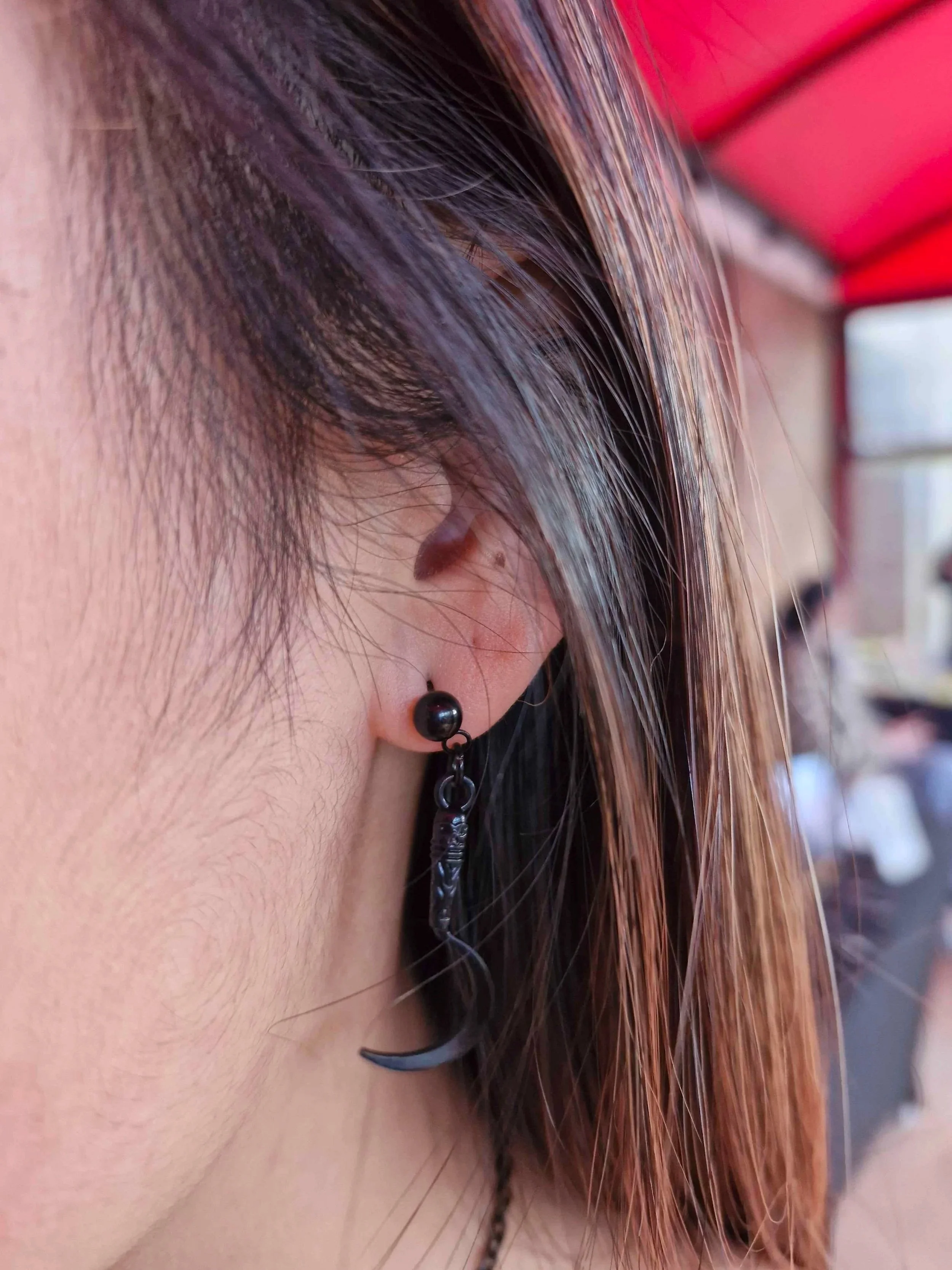 Reaper's Crescent Scythe Earrings Scale | Celestia's Charms