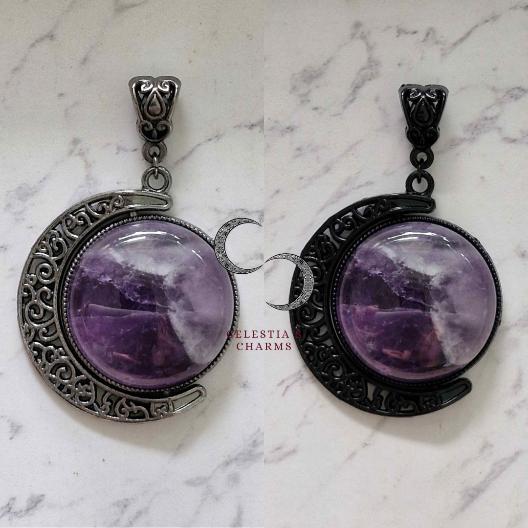 Crescent Rotating Crystal Pendant