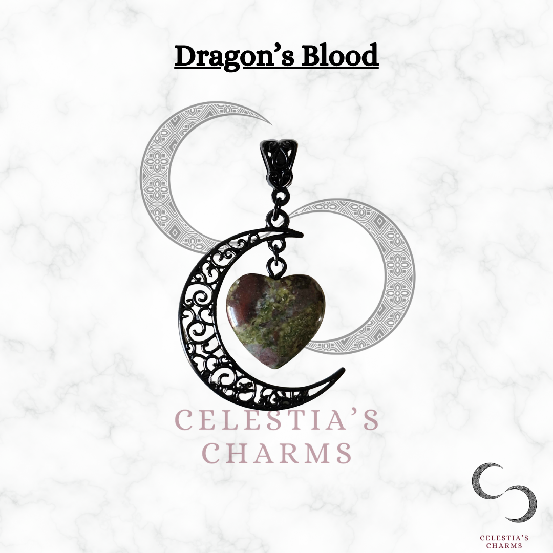 Dragon’s Blood Black Crescent Crystal Pendant | Celestia's Charms