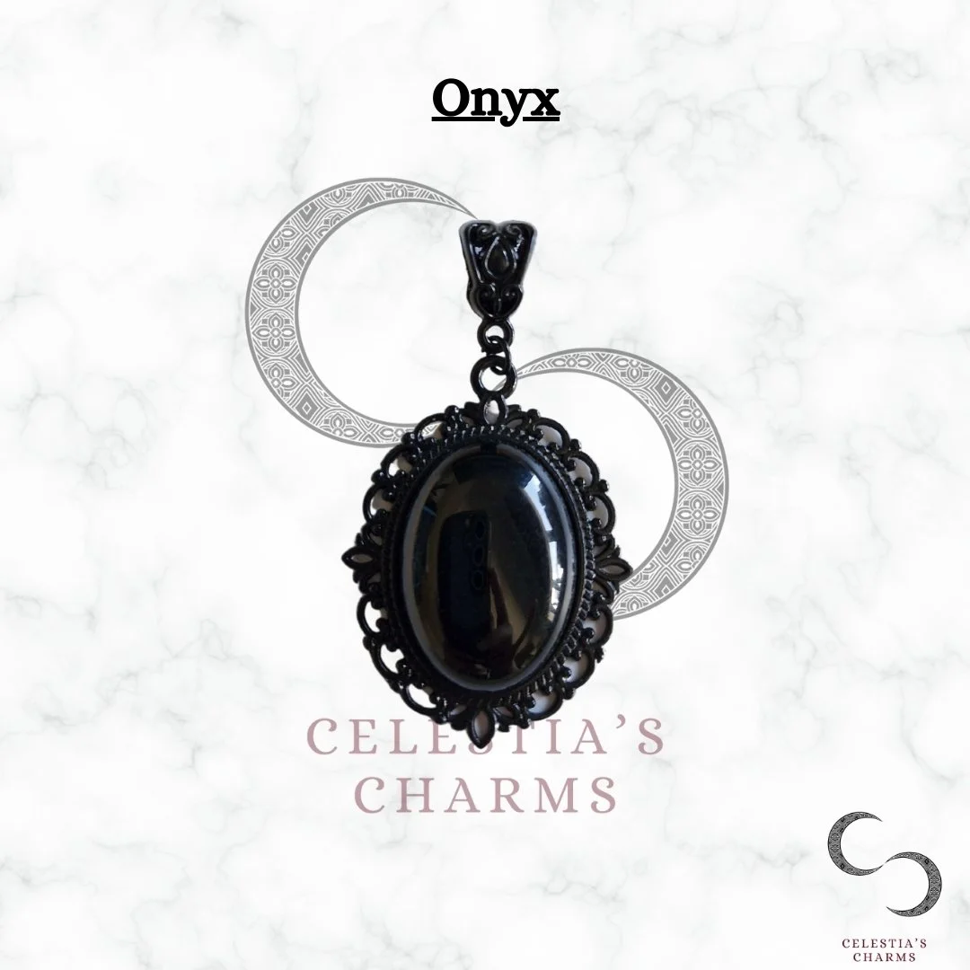 Nocturne Onyx Black Antique Style Crystal Pendant | Celestia's Charms