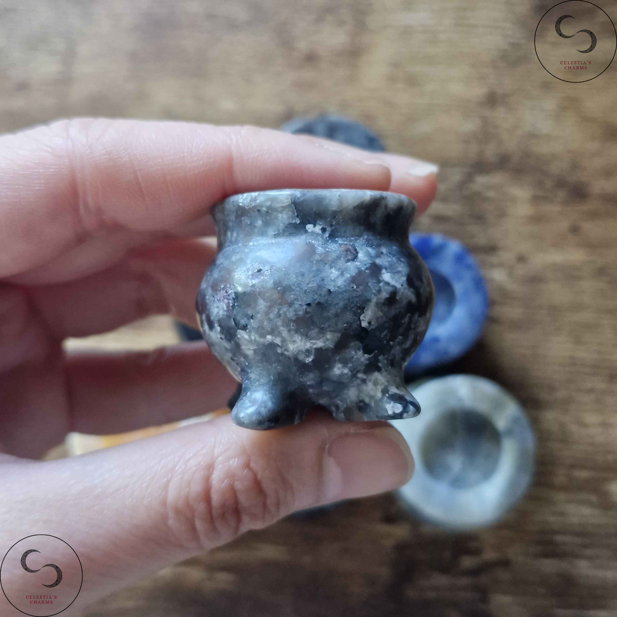 Crystal Cauldron Larvikite | Celestia's Charms
