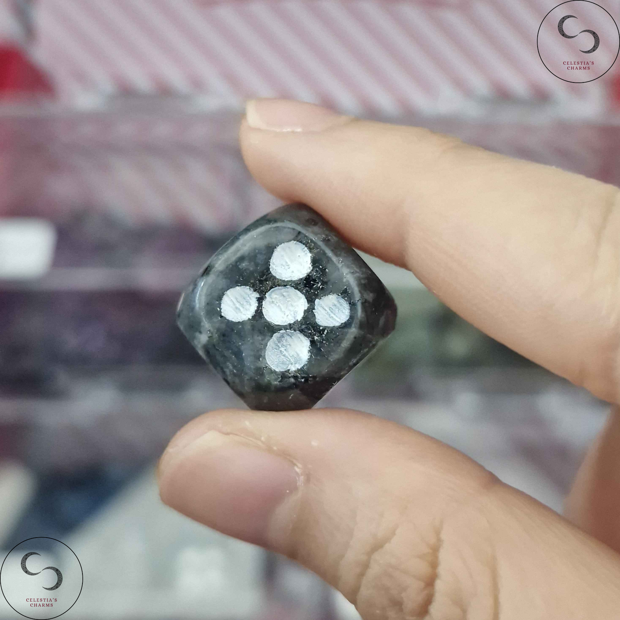 Crystal Dice Larvikite | Celestia's Charms