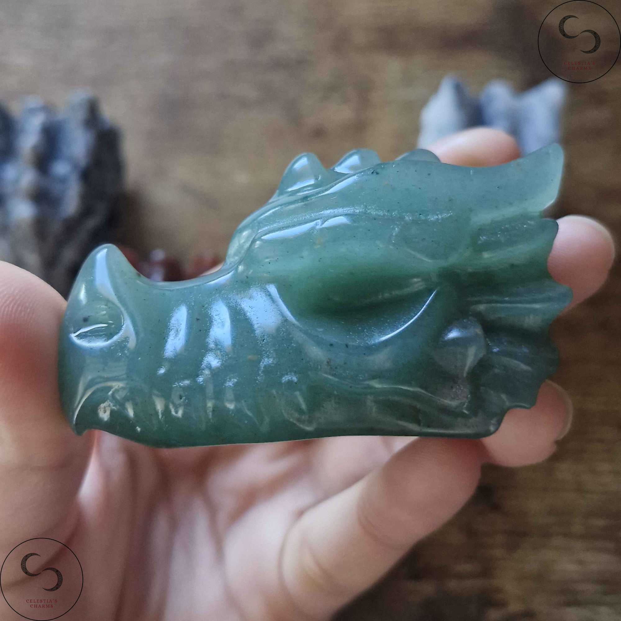 Dragon Heads Green Aventurine | Celestia's Charms